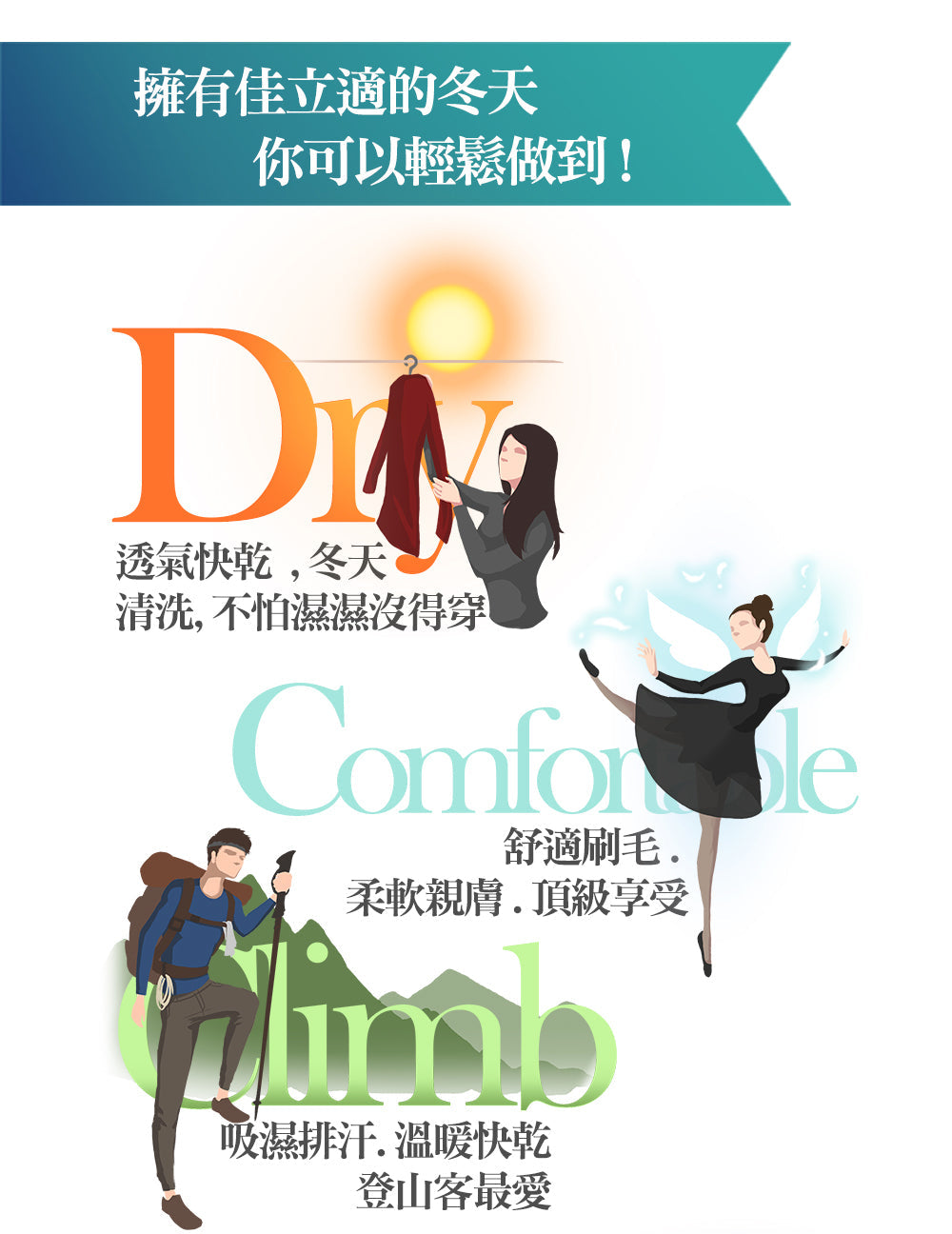【佳立適】MIT快熱紗 女裝保暖衣(寬口U領)台灣製發熱衣