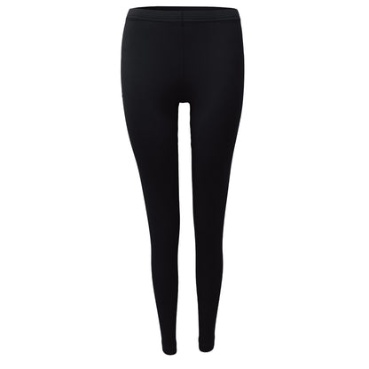 Front view of black thermal leggings made with 3M Scotchgard moisture control