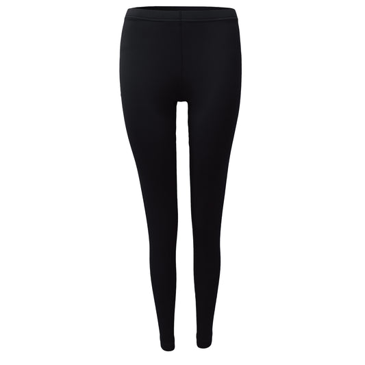 Front view of black thermal leggings made with 3M Scotchgard moisture control