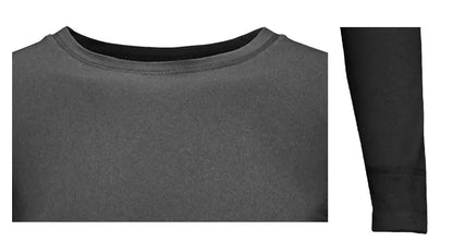Close-up of Women's Graphene Tech Thermal Top – Crew Neck, Sleeve Detail in Black