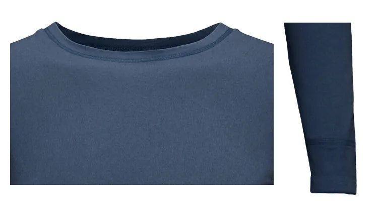 Close-up of Women's Graphene Tech Thermal Top – Crew Neck, Sleeve Detail in Navy