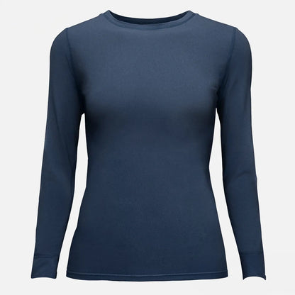 Women's Graphene Tech Thermal Top – Infrared Heating, Moisture-Wicking, Crew Neck – Front View in Navy
