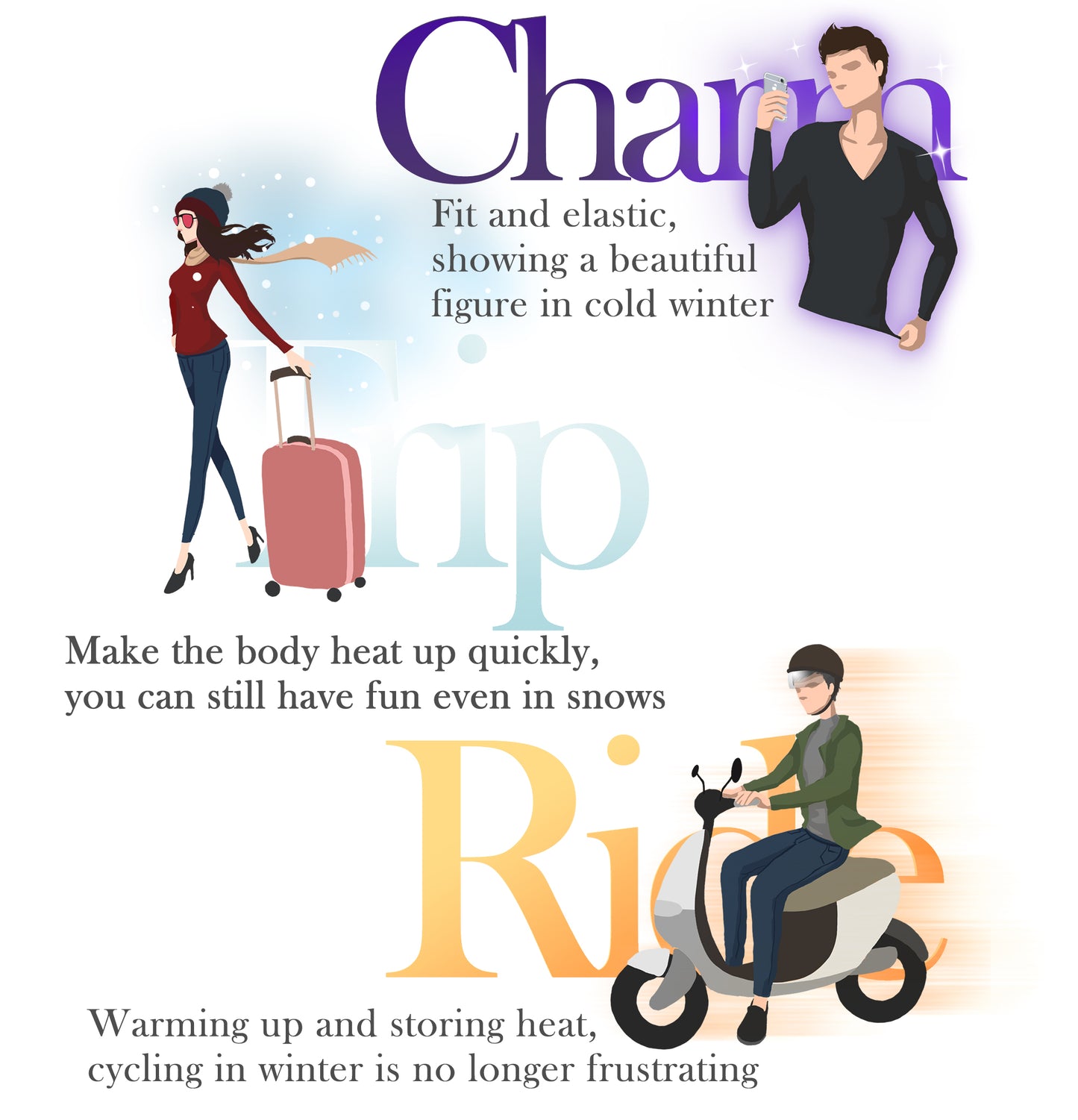 Galaxy Wear thermal clothing keeps you warm while traveling, riding, or showing off winter style with fit and elastic design