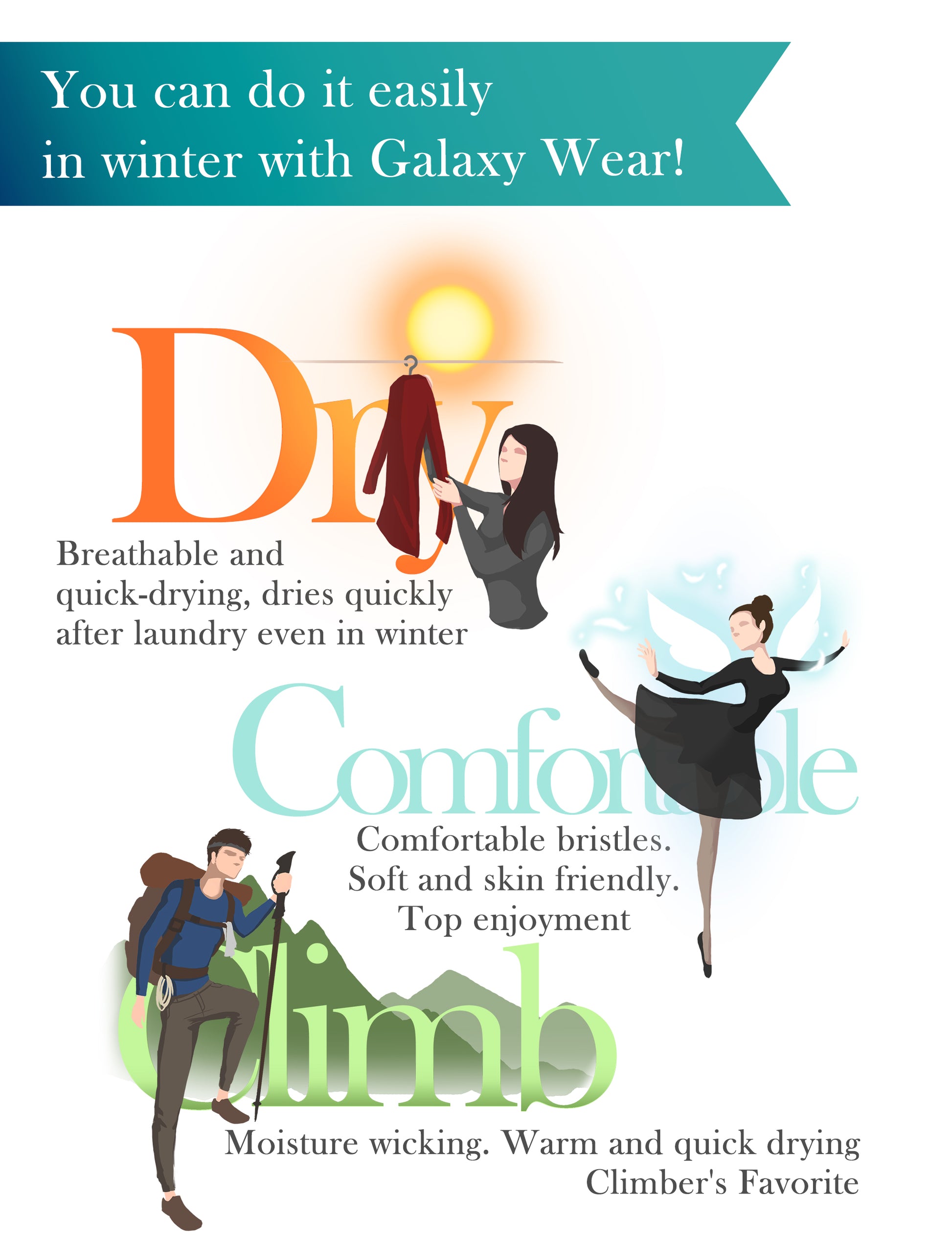 Galaxy Wear thermal top for winter, breathable and quick-drying with skin-friendly comfort, ideal for hiking and outdoor activities