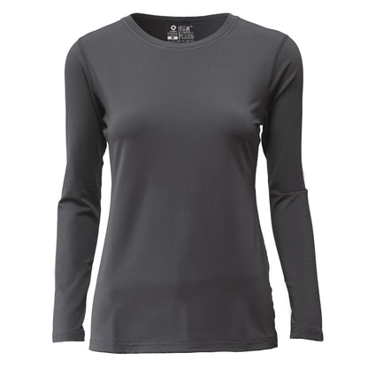 Galaxy Wear women's gray thermal shirt, slim fit crew neck, made in Taiwan with brushed inner lining