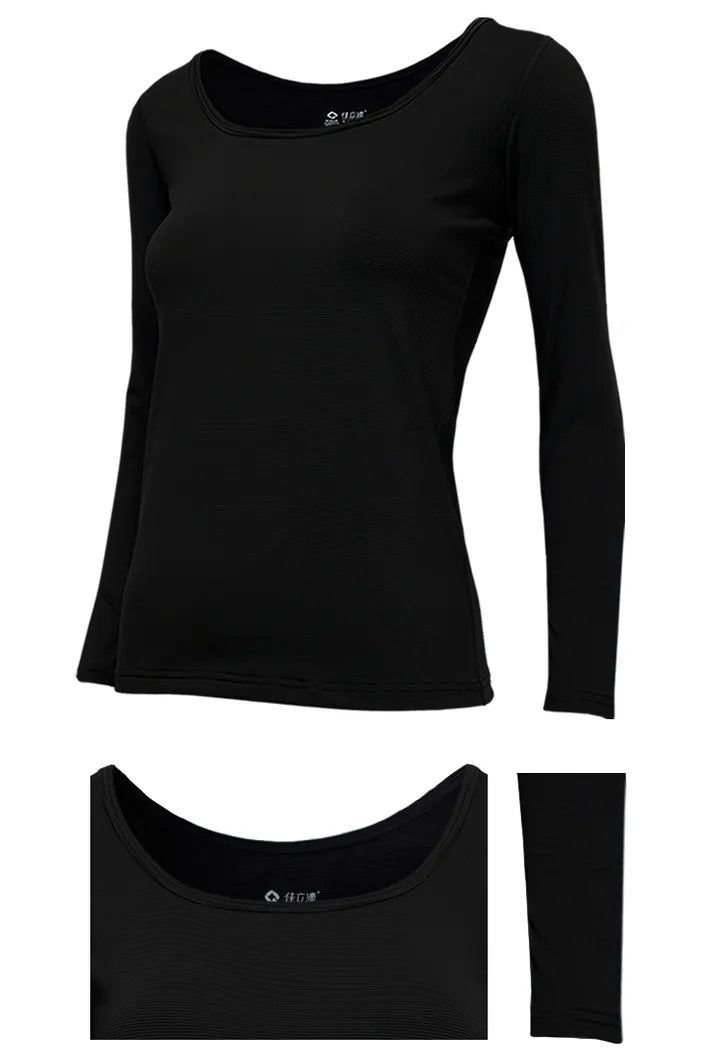 Women’s Thermal Top – Quick-Heating, Moisture-Wicking, Wide Scoop Neck