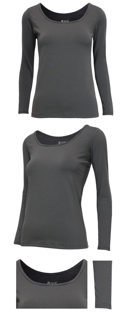 Women’s Thermal Top – Quick-Heating, Moisture-Wicking, Wide Scoop Neck