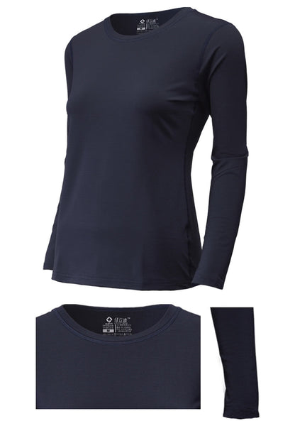 【佳立適】MIT快熱紗 女裝保暖衣（白色圓領）台灣製發熱衣