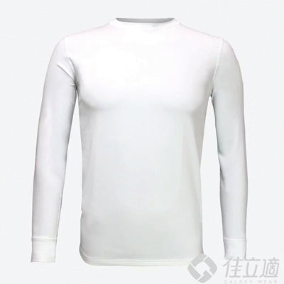 【佳立適】MIT快熱紗 男裝保暖衣（白色圓領）台灣製發熱衣